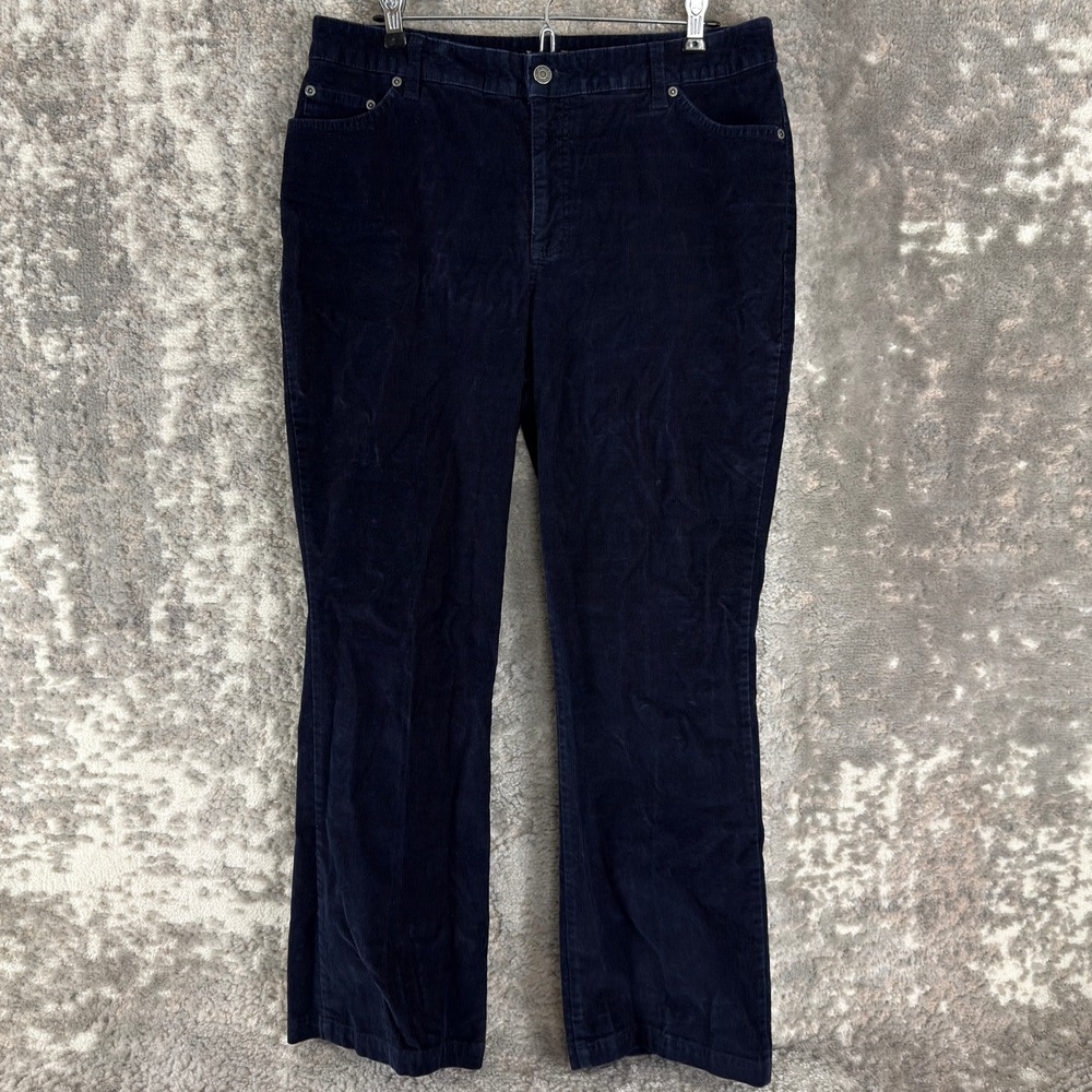 St. John's Bay Size 12 Corduroy Bootcut Pants Navy Blue Long Sleeve Women